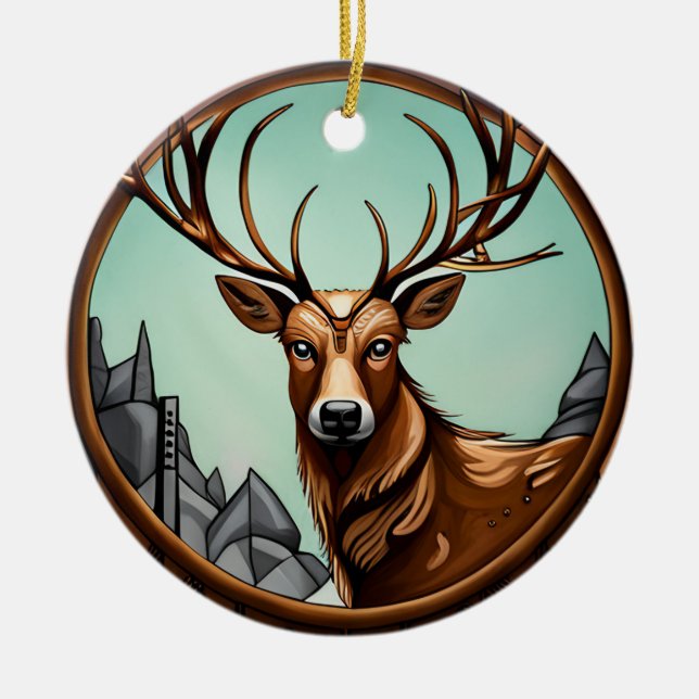 Deer Elegance: Um Enfeites de natal Na moda (Frente)