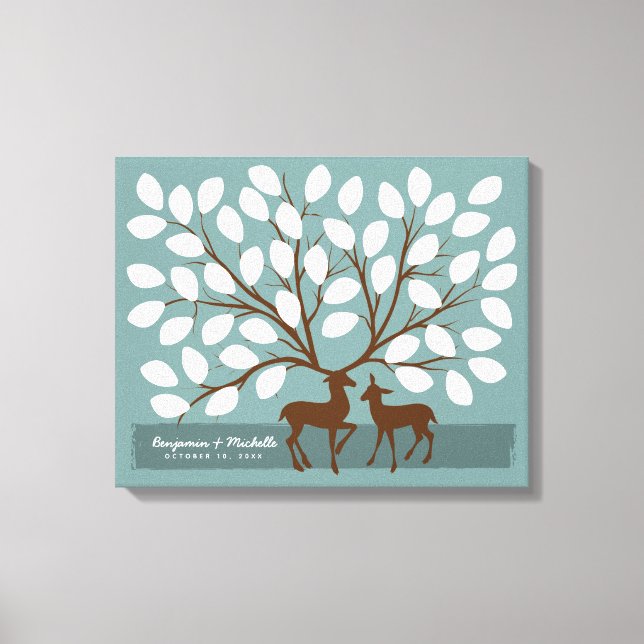 Deer Heart Guest Book Canvas - 50 assinaturas (Frente)
