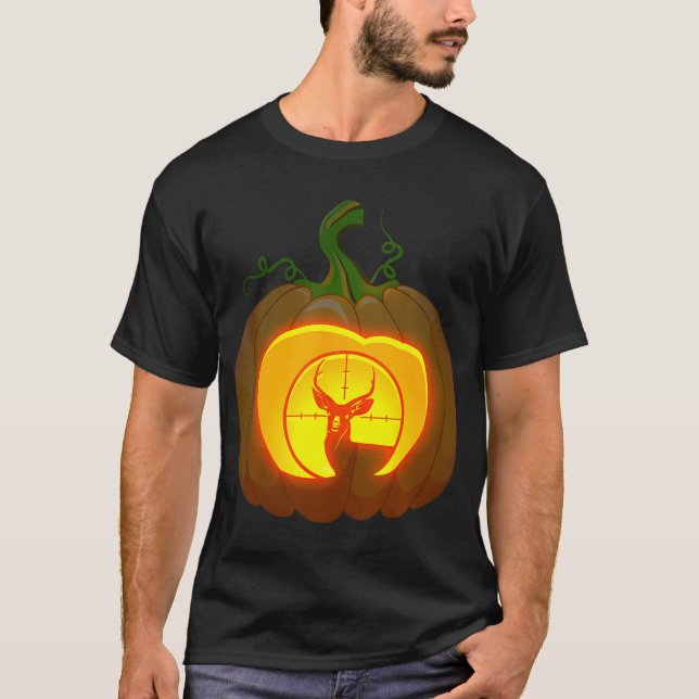 Deer Hunando Camisa De Halloween De Abóbora (Frente)