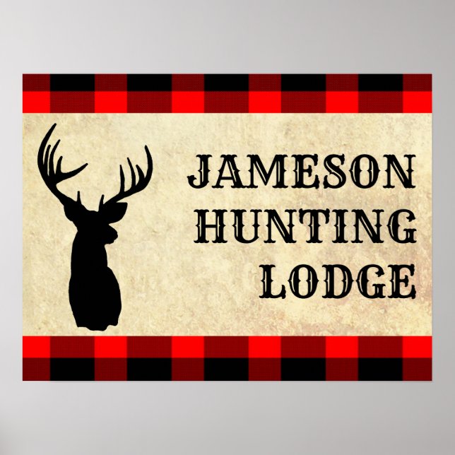 Deer Hunting Lodge Birthday Theme Party Poster (Frente)