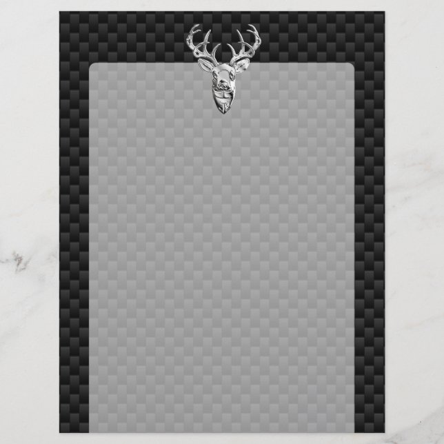 Deer on Carbon Fiber Style Impressão (Frente)