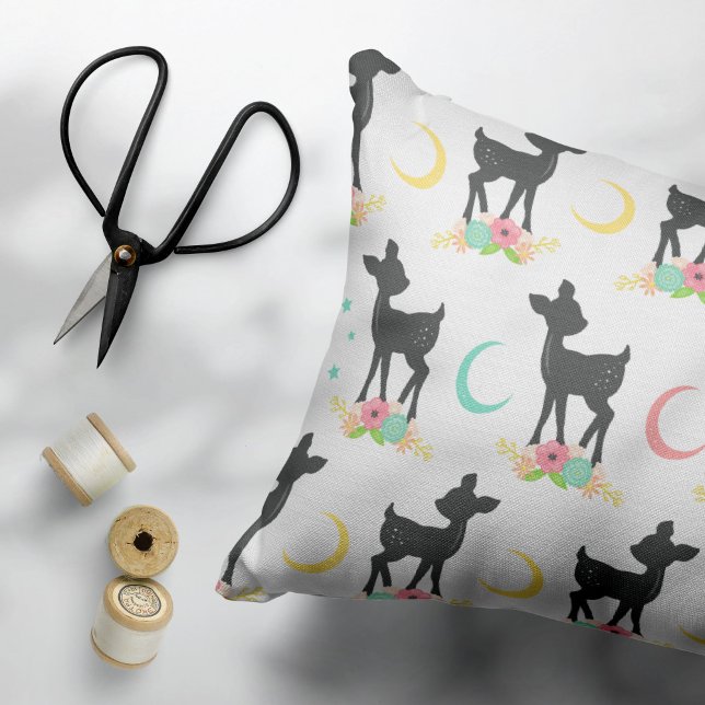 Deer Pattern, Baby Deer, Boho, Flores, Lua (Criador carregado)