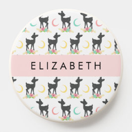 Deer Pattern, Baby Deer, Boho, Flores, Seu Nome