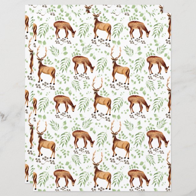 Deer Scrapbook Paper (Frente/Verso)