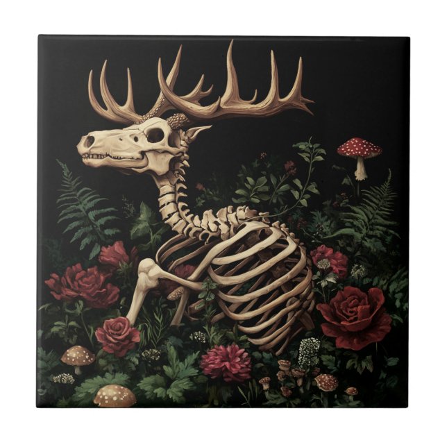 Deer Skeleton Mystical Gothic Floral (Frente)