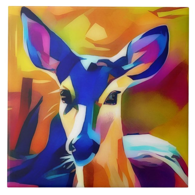 Deer Sweet Face Pop Art Style Trivet (Frente)