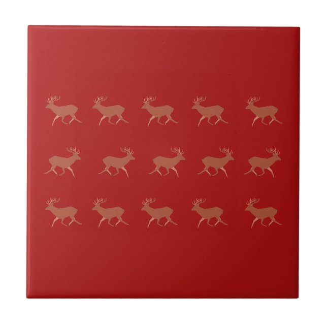 Deer Walking Festive Pattern Red Brown (Frente)
