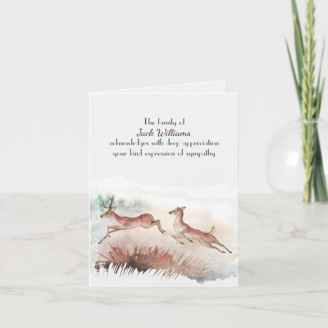 Deer Watercolor para Cartões de agradecimentos de  (Frente)