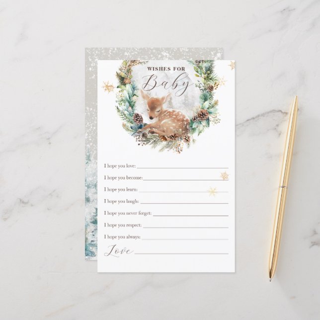 Deer Winter Woodland Deseja O Jogo Do Chá de frald (Frente/Verso In Situ)