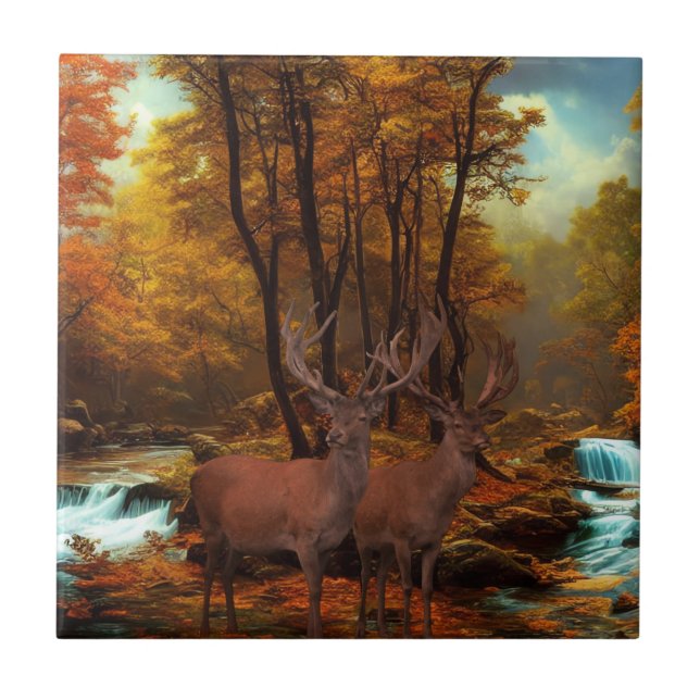 Deers By A Woodland Stream (Frente)