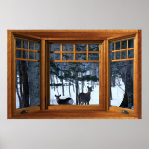 Deers in the Winter Woods veem falso Poster da jan