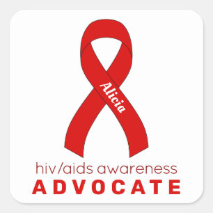 Defensor do VIH/SIDA, adesivo branco quadrado