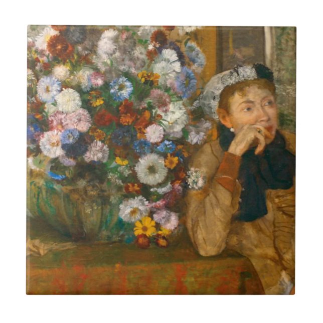 Degas, uma mulher sentada ao lado de uma vaso de f (Frente)