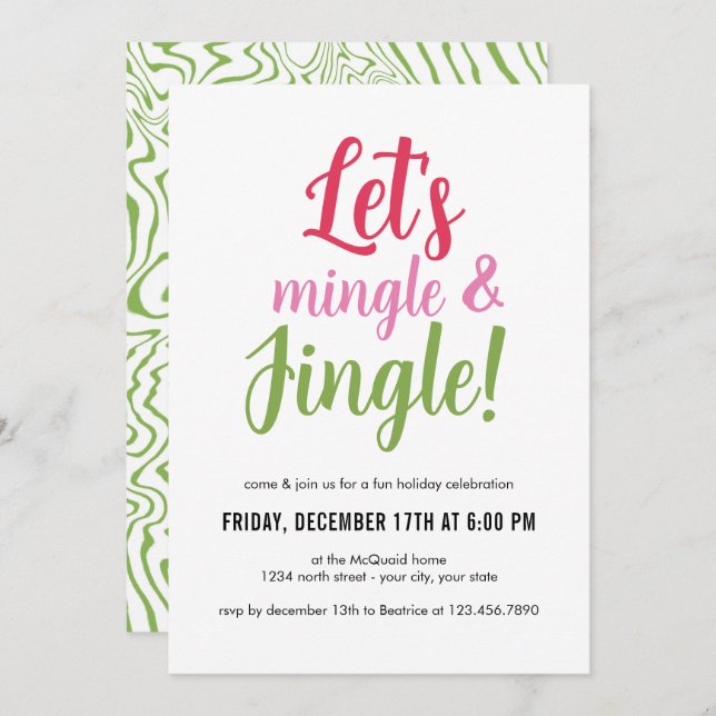 Deixa Mingle e Jingle Convite de festas de Natal (Frente/Verso)
