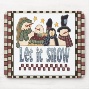 Deixais lhe para nevar Natal Mousepad dos bonecos
