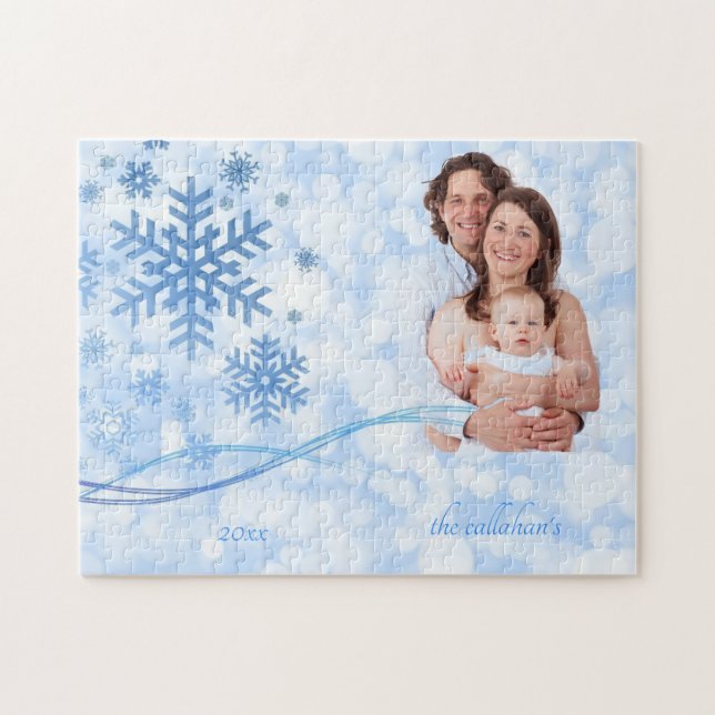 Deixais lhe para nevar quebra-cabeça azul (Horizontal)