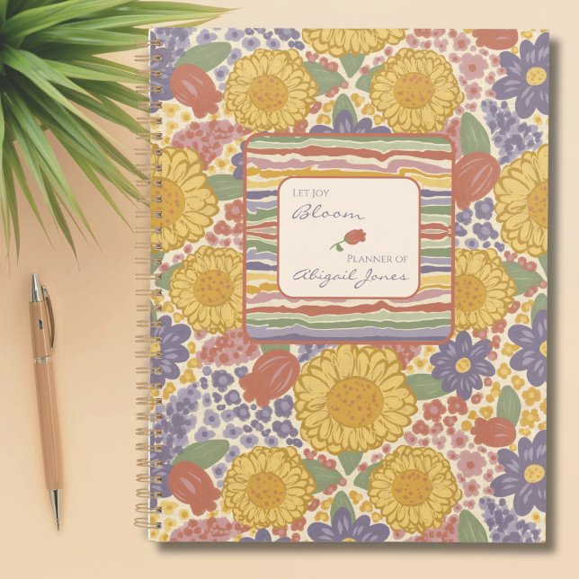 Deixe a Alegria Florescer – Planejador Floral Pers (Let Joy Bloom – Personalized Floral Planner with Editable Name)