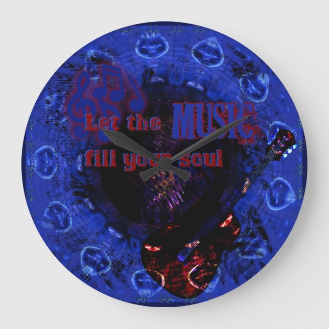 Deixe a música encher seu relógio de parede AZUL d (Frente)