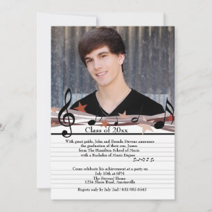 Deixe a música tocar no convite para a graduação d