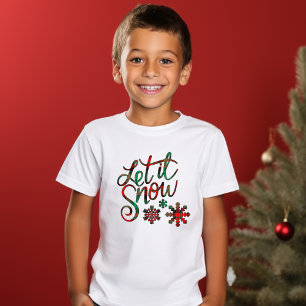 Deixe-a nevar Xadrez Camisa de Natal do Menino