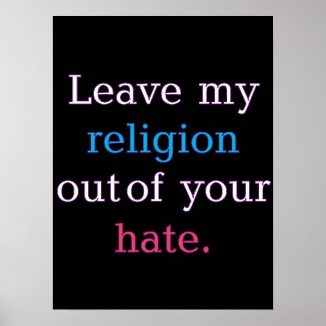 Deixe minha religião fora do seu Poster do ódio (Frente)