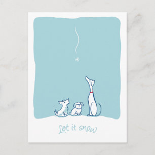 Deixe Nevar Cães - Cartão Postal Azul Gelo