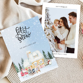 Deixe nevar cartão de Natal Foto do Papai Noel Bon