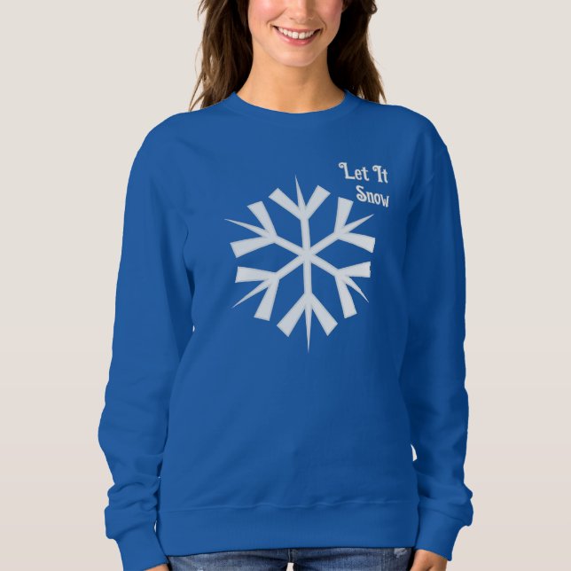 Deixe nevar Floco de neve Azul Suéter feminino (Frente)