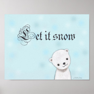 Deixe Nevar Poster Urso Polar Fofo Arte de Parede 