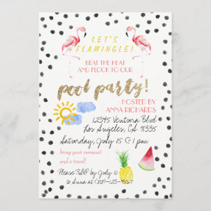 Deixe-nos Flamingle! Convite da festa na piscina