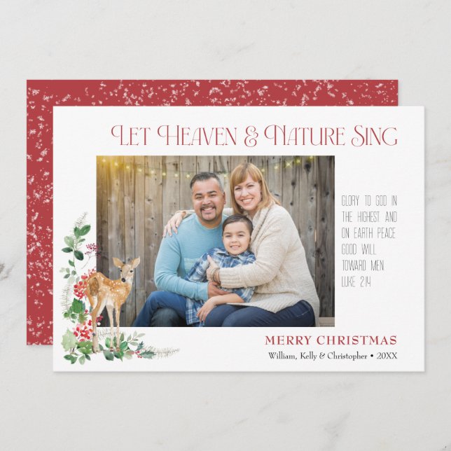 Deixe o Céu e a Natureza Cantar Cartão de Férias P (Frente/Verso)