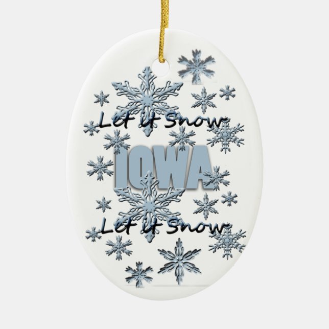 Deixe-o Enfeites de natal de Snow Iowa (Frente)
