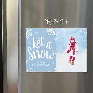 Deixe-o nevar Cartão com fotos de Férias Magnéti