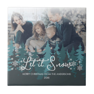 Deixe-o nevar   Foto da família das árvores verdes