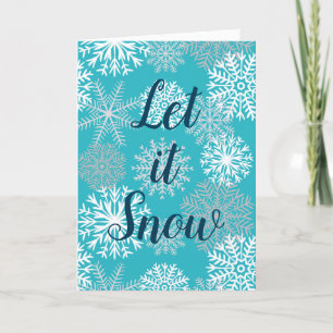 Deixe-o nevar Teal Winter Snowflakes Cartão de Fér