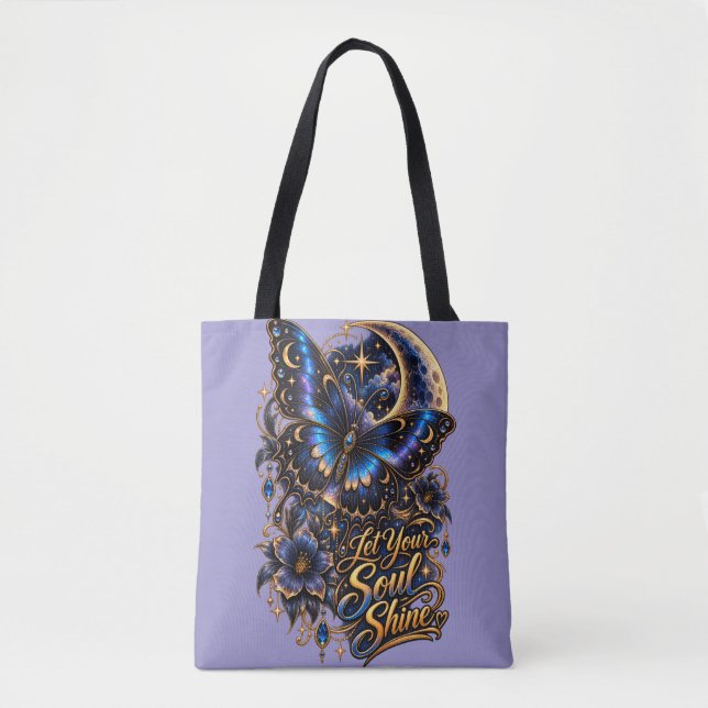 Deixe Sua Alma Brilhar – Bolsa Tote Borboleta Cele (Frente)