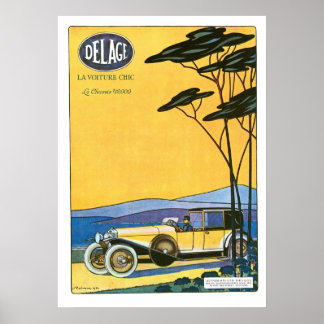 Delage Le Voaging Automobile Ad Vintage Art Poster