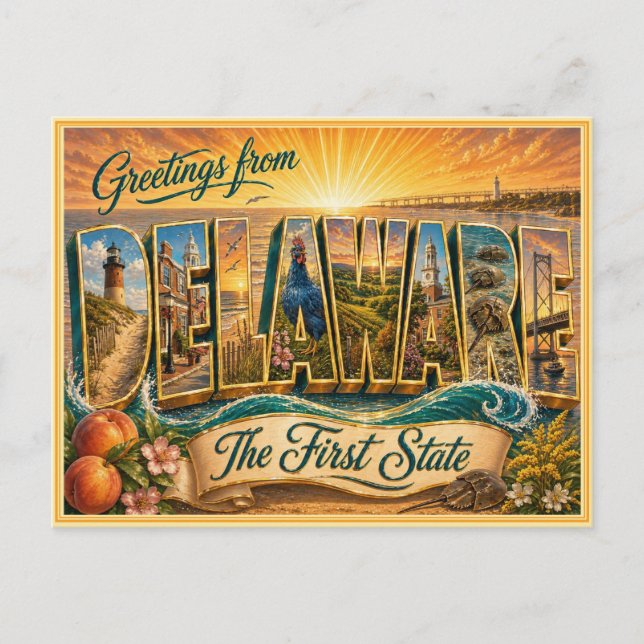 Delaware Antigo Saudação de Cartão Postal (Frente)