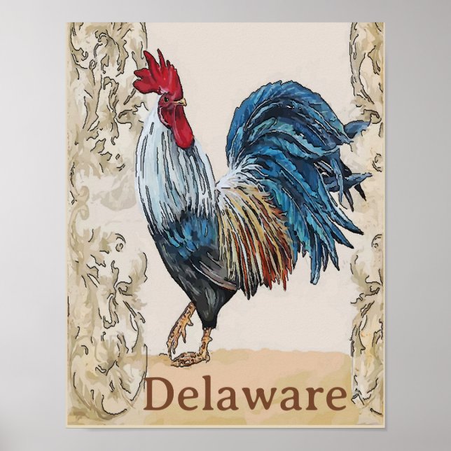 Delaware,Blue Hens, Edit Text Poster (Frente)