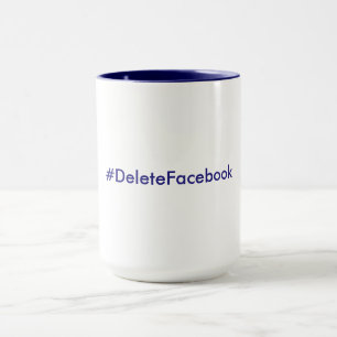#DeleteFacebook 15 onças. Caneca (azuis marinhos &