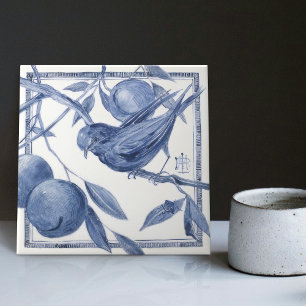 Delft Bird and Apple Tree Wall Decor Art Nouveau