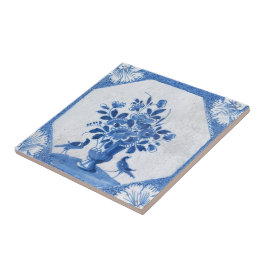 Delft Blue Birds floral Country Toile Stone