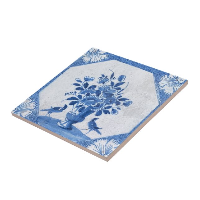 Delft Blue Birds floral Country Toile Stone (Lateral)