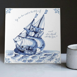 Delft Blue Dutch Style Frigate Schooner Sail Boat