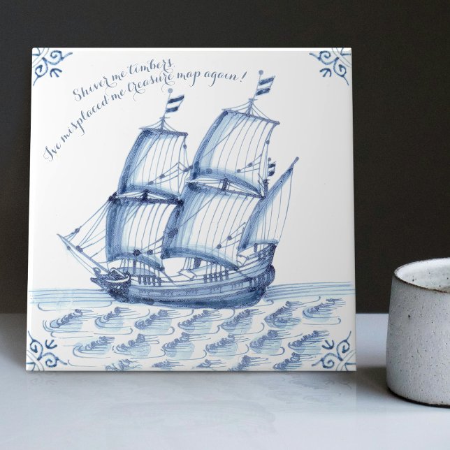 Delft Blue Dutch Style Frigate Schooner Sail Boat (Criador carregado)