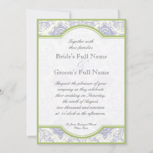 Delft Blue Iris Quatrefoil - Convite para Casament