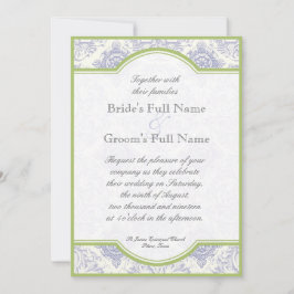 Delft Blue Toile Quatrefoil - Convite para Casamen