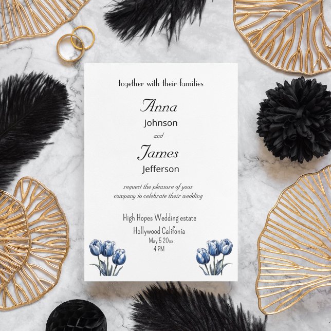 Delft Blue Tulip, Convite de casamento personaliza (Criador carregado)