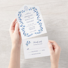 Delft branco e azul monograma