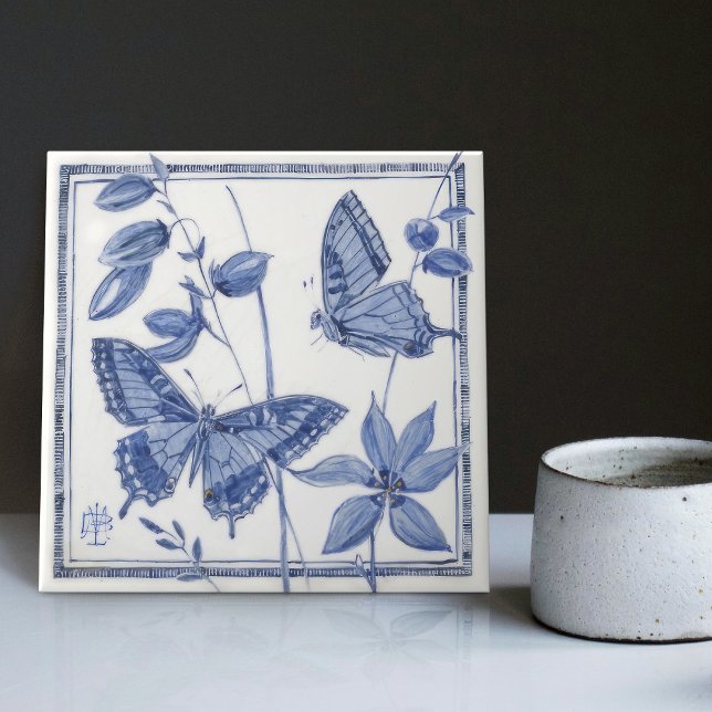 Delft Butterfly Floral Decor Art Nouveau (Criador carregado)